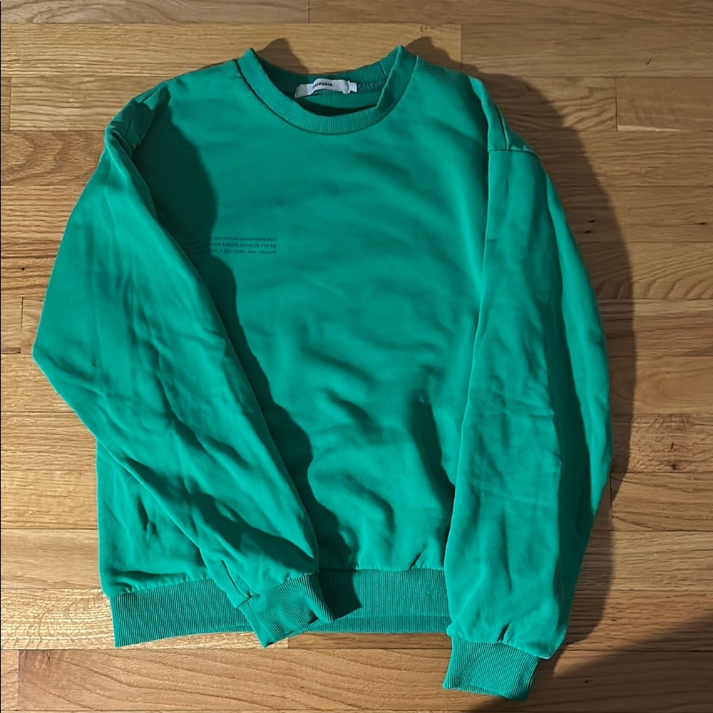 Pangaia Green Crewneck Sweater Soft Relaxed Fit